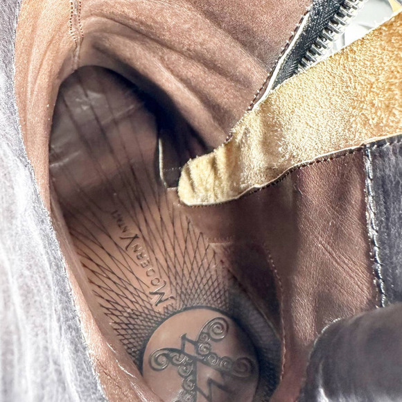 Modern Vintage Leather Lace Up Back Black Platform Bootie Ankle Boots 37 - 7 - Picture 10 of 12